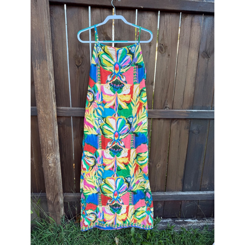 Antonio Melani Multi Color Tropical Floral Maxi Dress Square Neck Sleeveless 12 - Picture 2 of 9